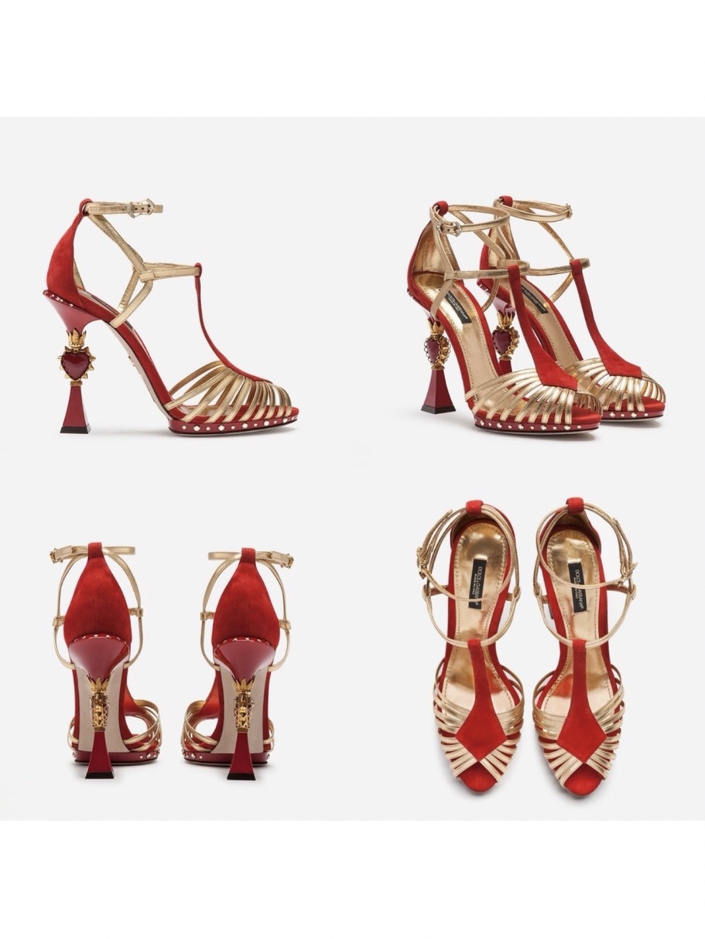 New Dolce & Gabbana 105mm sculpted-heel heart suede sandals $1,895 36.5